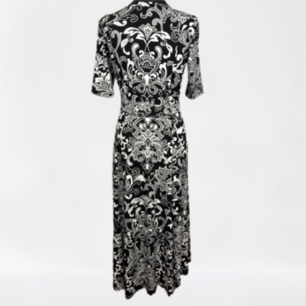 NWT Nina Leonard Miracle Matte Jersey Maxi-dress Sz Small Floral Scroll - Picture 4 of 12